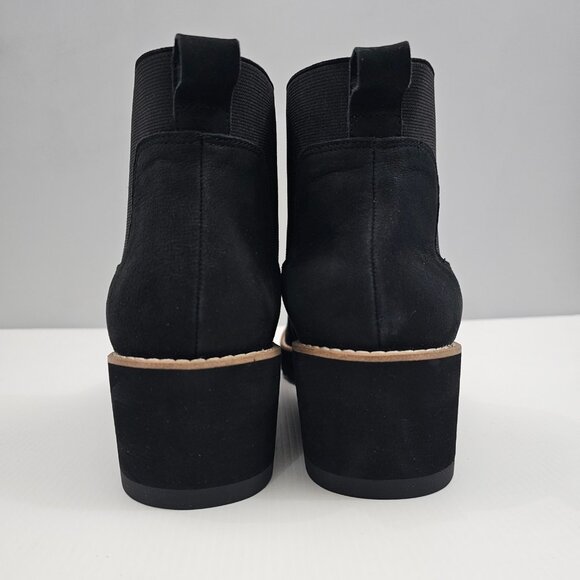 Eileen Fisher Luv Ankle Bootie Womens 11 Black Leather Wedge Chelsea Pull On - Picture 7 of 13